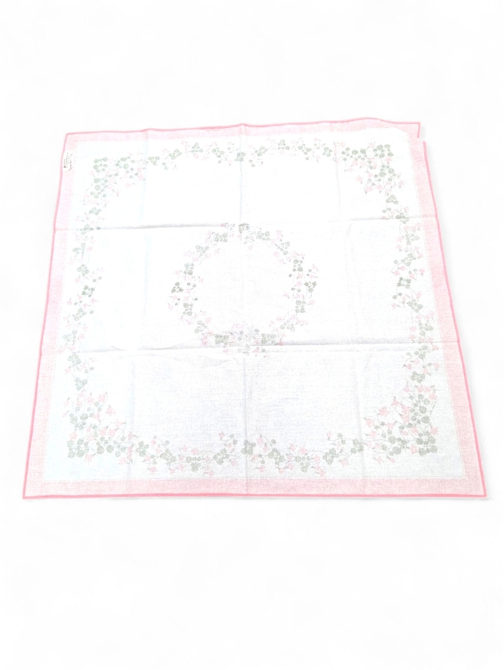 Frösö Handtryck Swedish Vintage "Camilla" Cotton Tablecloth 31x31 Pink Floral - Picture 2 of 11